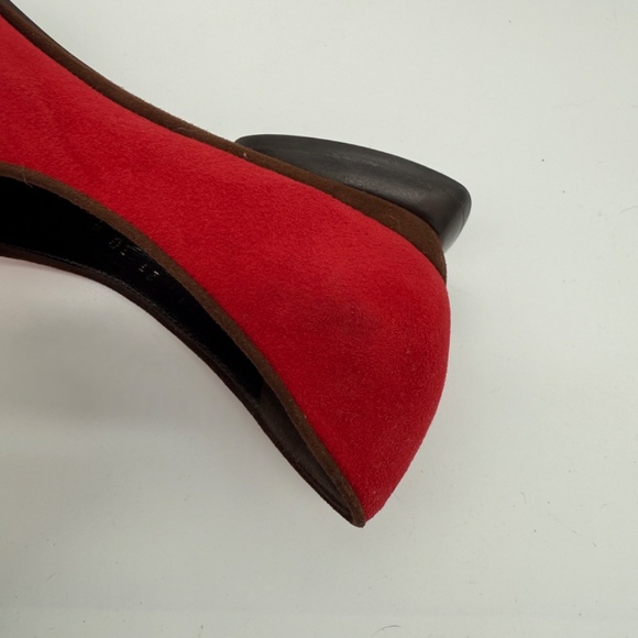 Vintage Franco Fieramosca Red Suede Square Toe Slip-On Flats 10B Made in Italy - Picture 9 of 12
